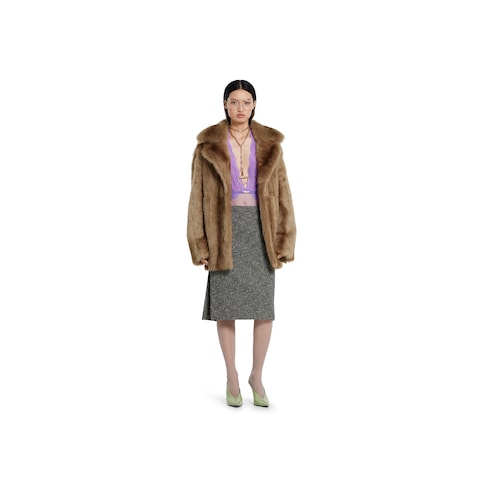 Degradé soft shearling peacoat