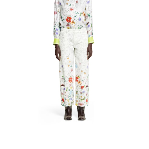 Printed denim pants