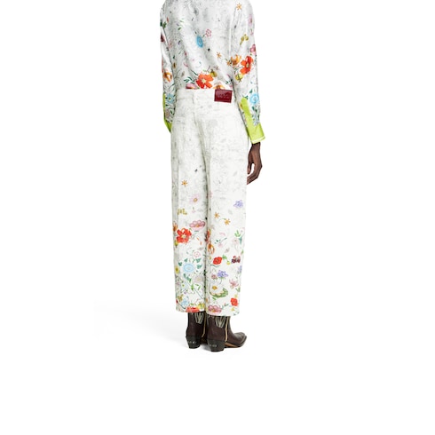 Printed denim pants