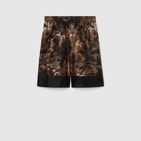 Shorts in twill di seta stampati