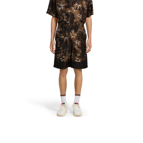 Shorts in twill di seta stampati
