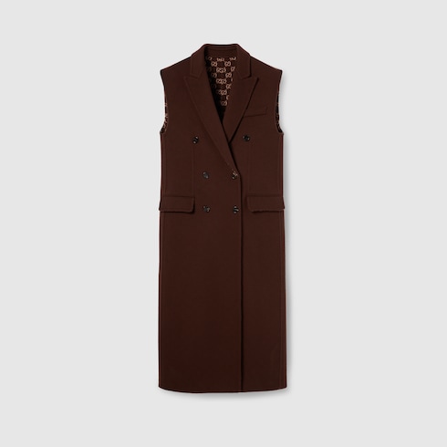 Reversible long silk wool gilet