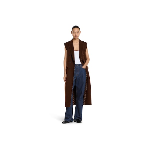 Reversible long silk wool gilet