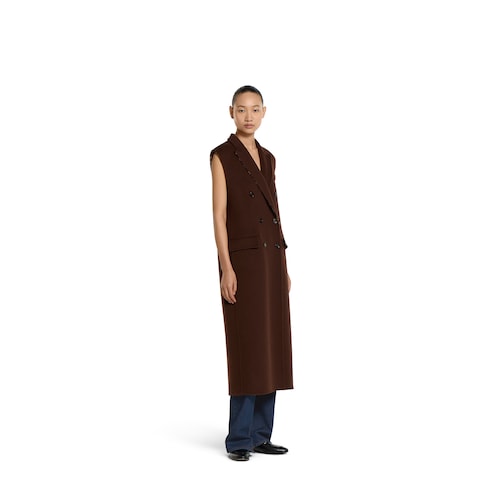 Reversible long silk wool gilet