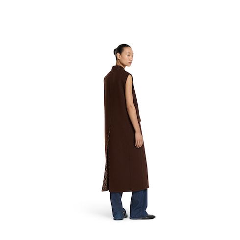 Reversible long silk wool gilet