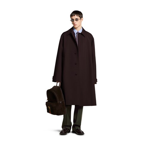 Cappotto in lana doppiata con logo