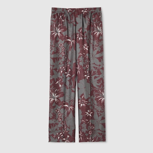 Hose aus Seidentwill mit Print
