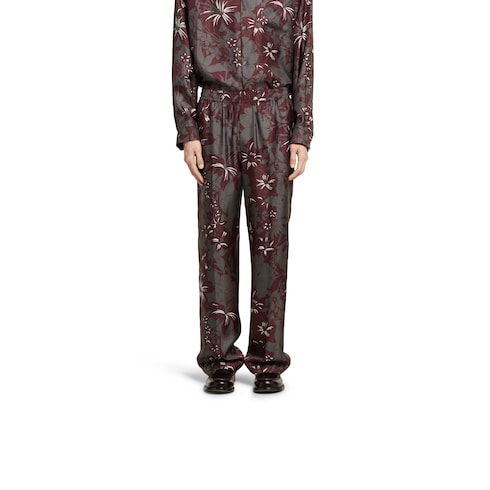 Pantalon en twill de soie imprimé