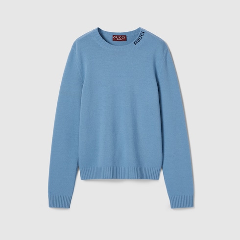 Felted wool knit sweater with intarsia