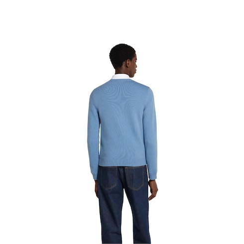 Felted wool knit sweater with intarsia