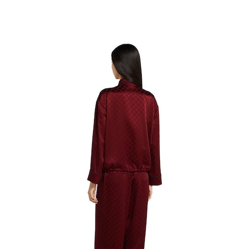 GG satin shirt with tie waist