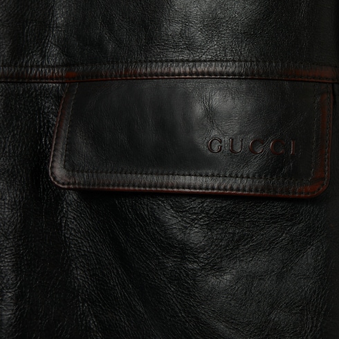  Jacke aus weichem Leder in Used-Optik