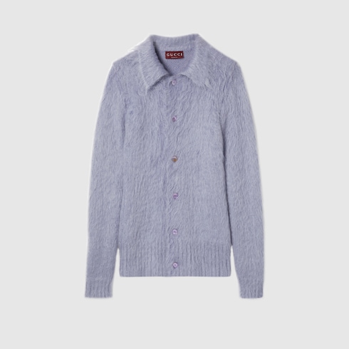 Brushed wool mohair cardigan