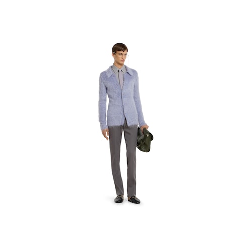 Brushed wool mohair cardigan