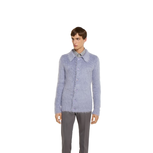 Brushed wool mohair cardigan
