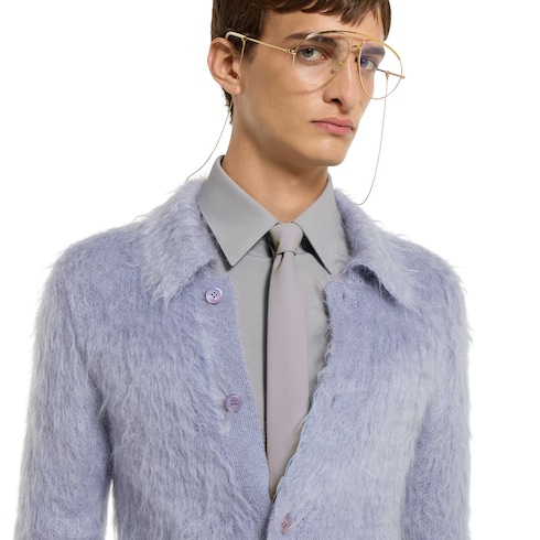 Brushed wool mohair cardigan