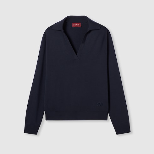 GUCCI/ グッチ /エクストラファインウール ポロトップ エクストラファインウール ポロトップネイビー | GUCCI公式