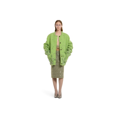 Jupe en coton et laine bouclés