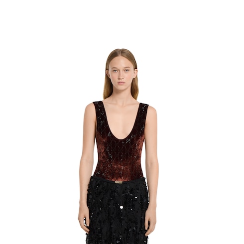 GG crystal embroidered bodysuit Detail 3