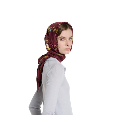Carré en twill de soie imprimé
