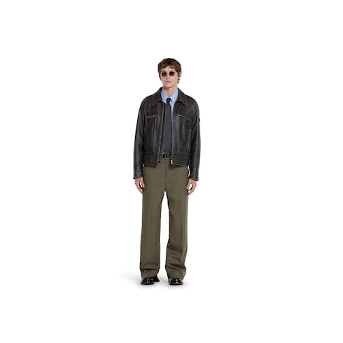 Wool gabardine pant with embroidery
