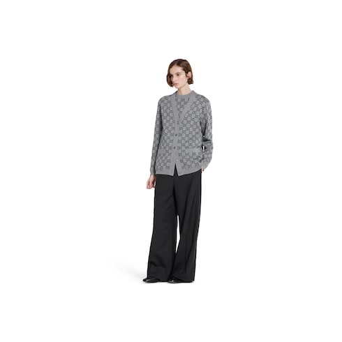 Reversible GG wool jacquard cardigan