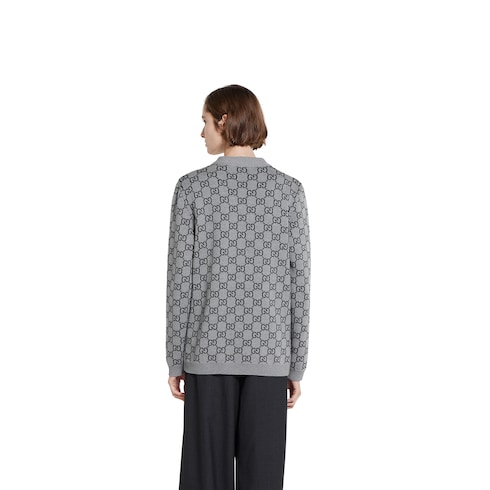 Reversible GG wool jacquard cardigan