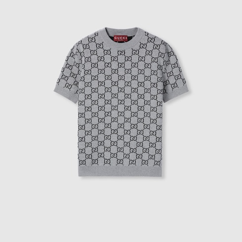 Reversible GG wool jacquard top