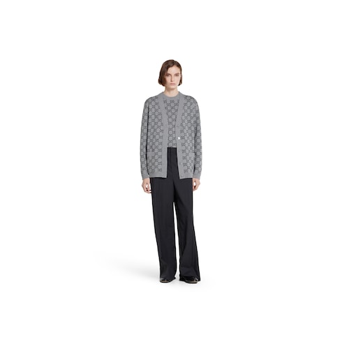 Reversible GG wool jacquard top