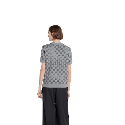 Reversible GG wool jacquard top