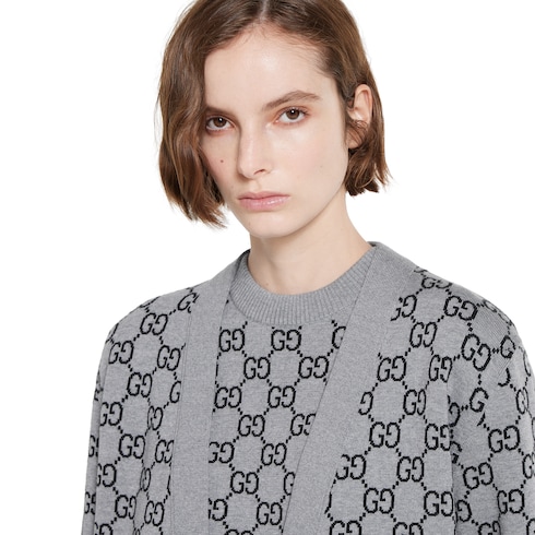 Reversible GG wool jacquard top