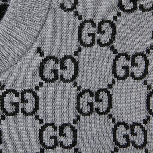 Reversible GG wool jacquard top
