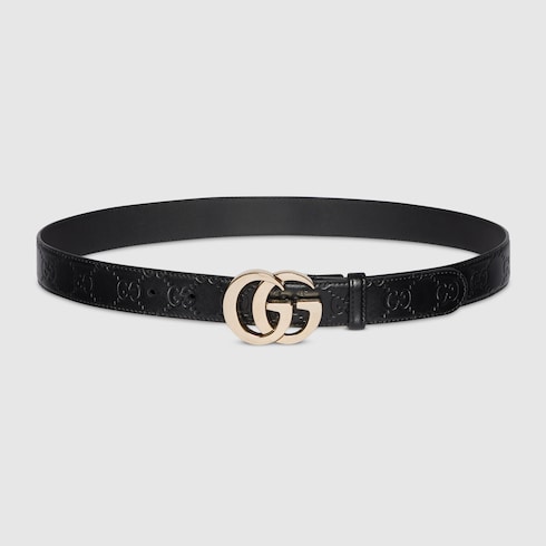 GG Milano belt in black GG leather | GUCCI® US