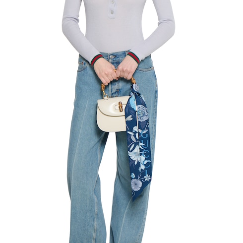 Printed silk twill neck bow