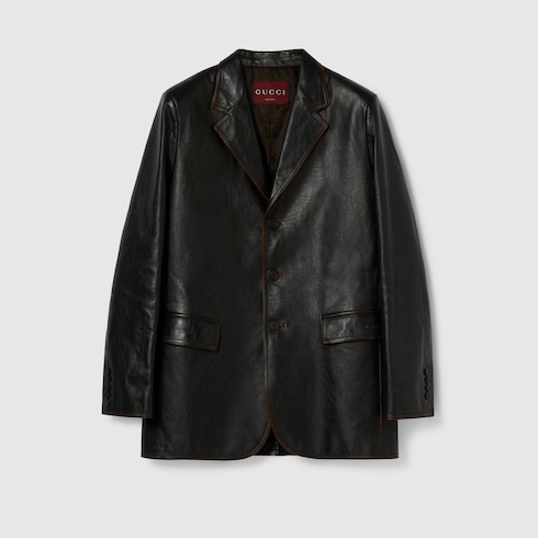 Veste en cuir doux effet vieilli