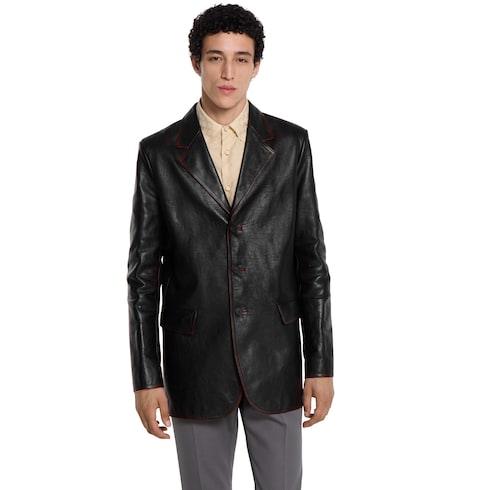 Veste en cuir doux effet vieilli