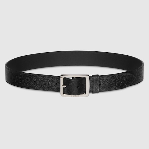 Rubber-effect jumbo GG leather belt