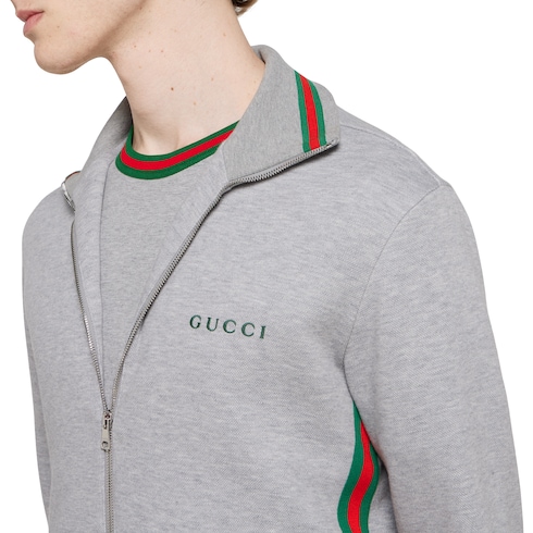 Cotton piquet double zip jacket
