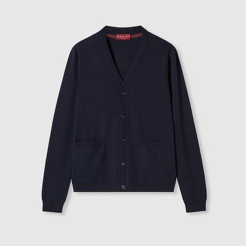 Fine cashmere cardigan with intarsia