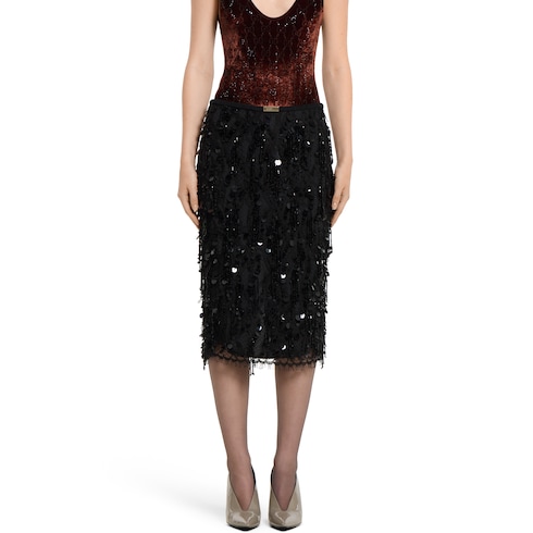 Sequin embroidered lace skirt Detail 3