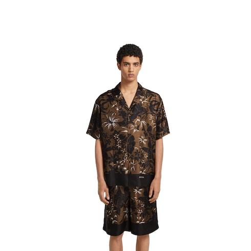Bowling-Shirt aus Seidentwill mit Print