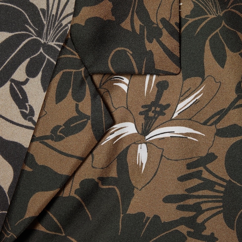 Printed silk twill bowling shirt