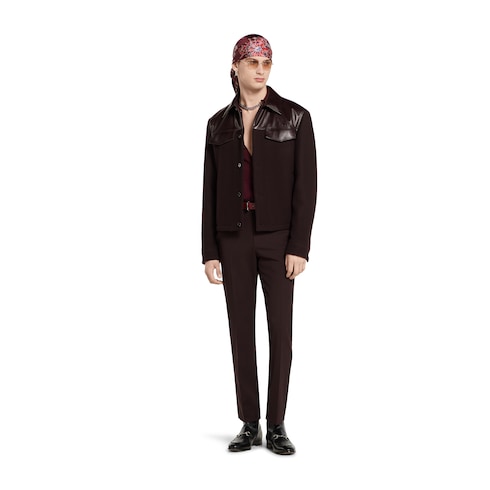Stretch wool pant with embroidery