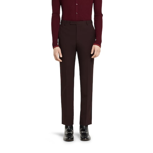Stretch wool pant with embroidery