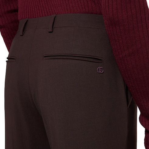 Pantalone in lana stretch con ricamo