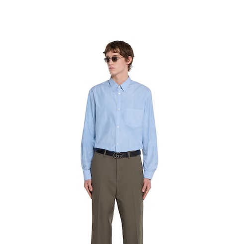 Cotton poplin shirt with logo