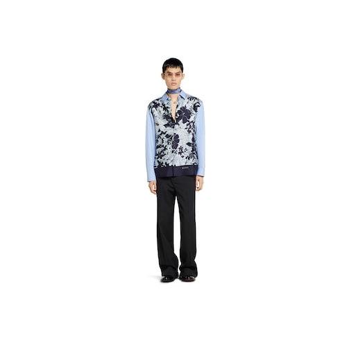 Printed cotton silk twill shirt
