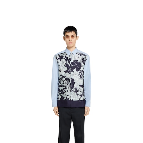 Printed cotton silk twill shirt