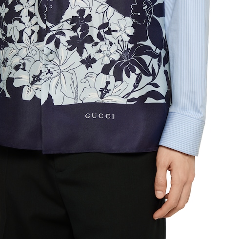 Printed cotton silk twill shirt