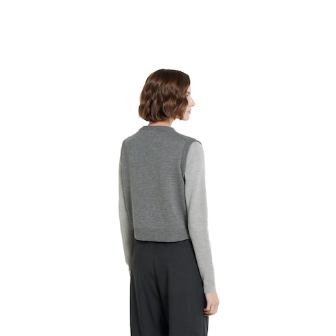 Wool silk top with vest overlay
